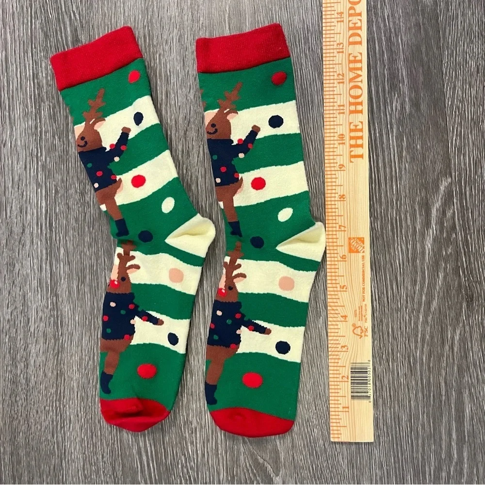 🤍 NWOT Reindeer Holiday Christmas Long Socks Unisex Red Green Rudolph 🤍